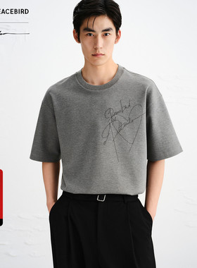 【PETER DO联名】太平鸟男装 休闲T恤重磅刺绣男士T恤 B1CNF3C06