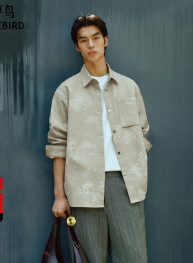 【商场同款】太平鸟男装 25年秋季新款长袖提花衬衫男B1CHF3323