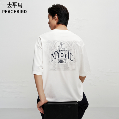 【商场同款】太平鸟男装T恤25新款宽松印绣休闲短袖潮 B2CNF4112