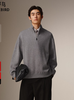 【商场同款】太平鸟男装半高领毛衫新款柔软针织衫毛衣B1EBF4430