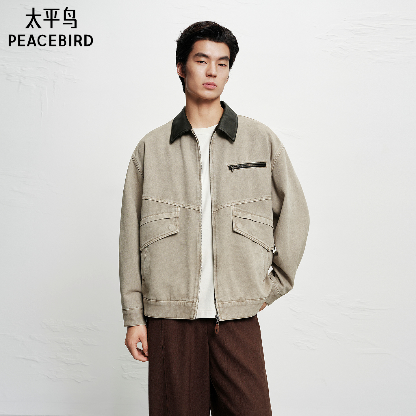 【商场同款】太平鸟男装 休闲夹克撞色巴恩风男士夹克 B2BJF4124
