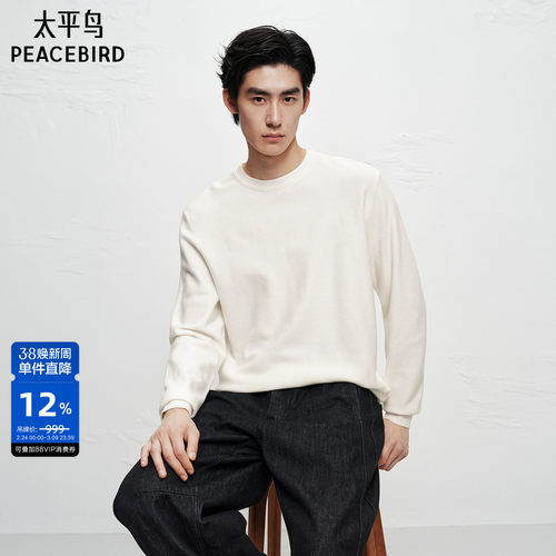 【商场同款】太平鸟男装 2025年冬季新款打底白色毛衫B1EBF4B20