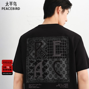 T恤25秋季 太平鸟男装 新款 重磅印绣短袖 B1CNF3120 潮 商场同款