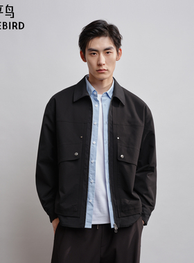 太平鸟男装商务行政夹克秋新款拼接巴恩风cleanfit休闲茄克外套