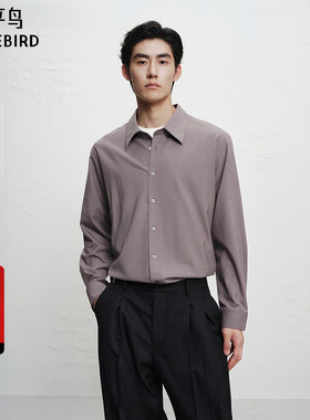 【商场同款】太平鸟男装羊毛长袖衬衫新款纯色通勤上衣B1CAF4B01