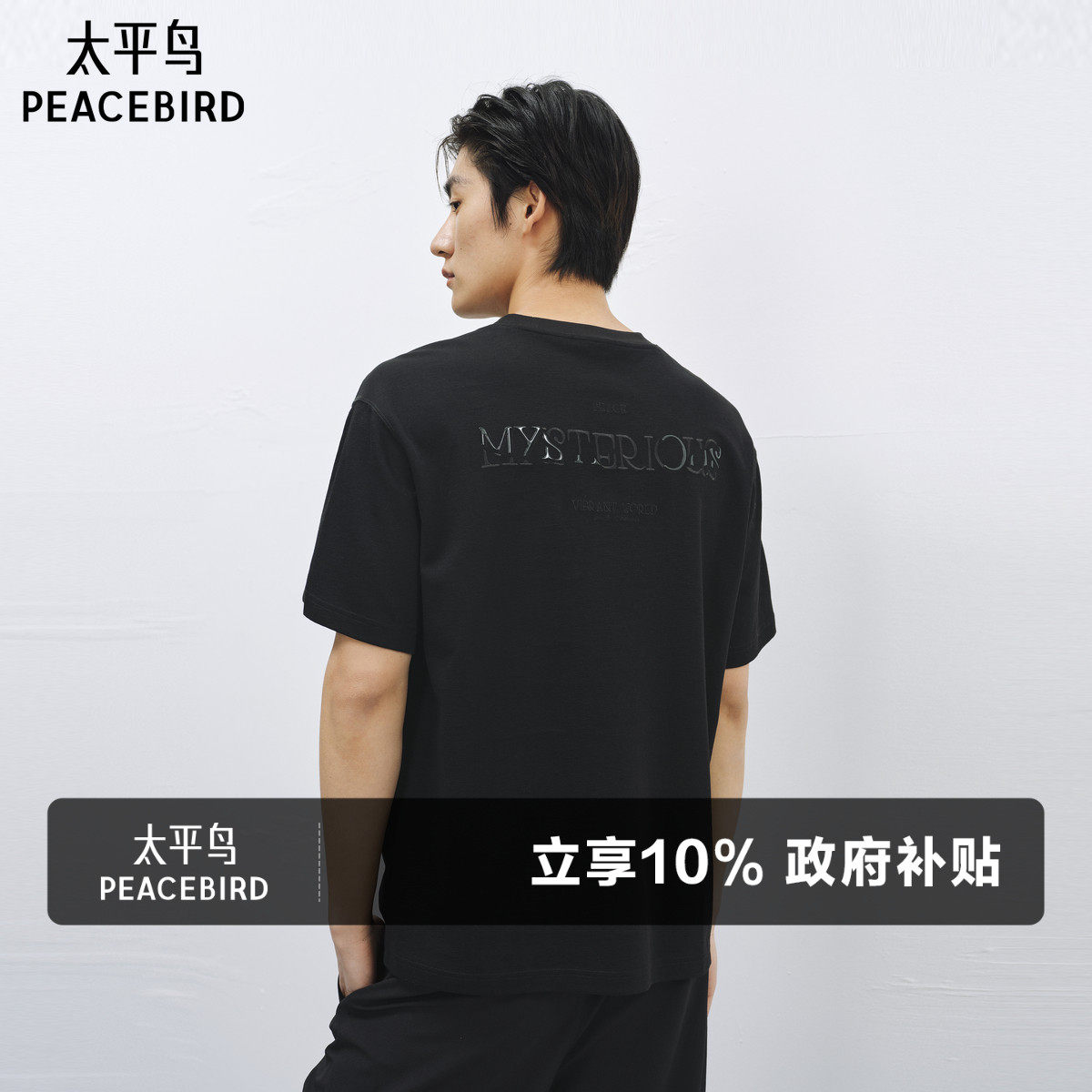 【肌理感】太平鸟男装重磅刺绣短袖T恤夏新款美式上衣青年体恤潮S