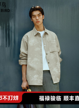 【商场同款】太平鸟男装 秋季时尚男士长袖提花衬衫男B1CHF3323