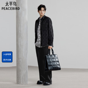 衬衫 黑色渐变老花长袖 男潮 潮流休闲衬衣男秋季 太平鸟男装
