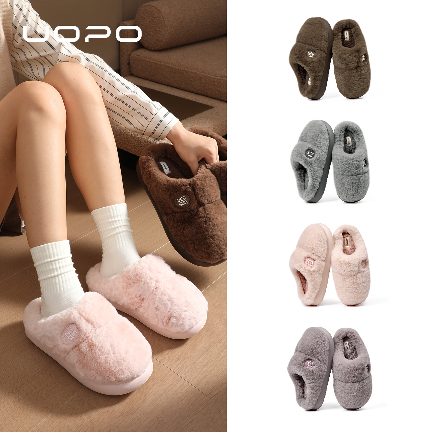 冬天拖鞋室内居家情侣款保暖加绒毛毛拖鞋秋冬季新品防滑棉拖鞋
