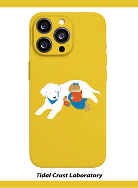 黄色复古可爱女孩狗狗菲林二合一手机壳适用苹果17nova14华为p70mate60小米15opporen14ovivo荣耀300iPhone16