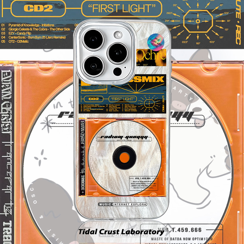 欧美趣味音乐CD唱片机羽纱渐变手机壳适用苹果16nova14华为p80mate70小米15opporen14ovivo荣耀300iPhone15图片