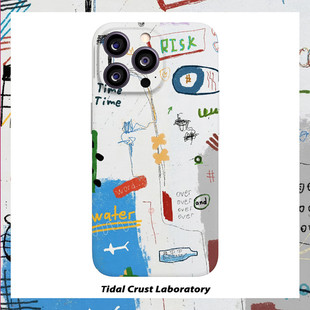 简约涂鸦蓝色清新线条菲林二合一手机壳适用苹果17nova14华为p70mate60小米15opporen14ovivo荣耀300iPhone16