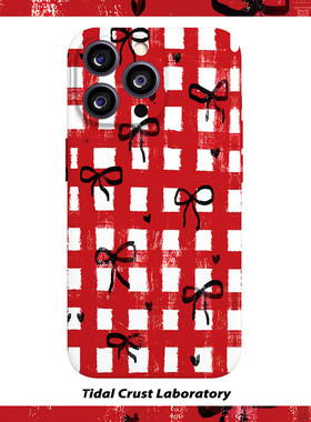 红色少女棋牌格蝴蝶结菲林二合一手机壳适用苹果17nova14华为p70mate60小米15opporen14ovivo荣耀300iPhone16