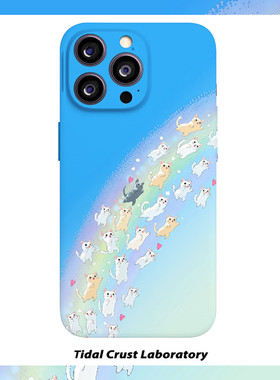 可爱彩虹猫咪集合蓝色菲林二合一手机壳适用苹果17nova14华为p70mate60小米15opporen14ovivo荣耀300iPhone16