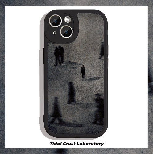 独善其身孤身走暗巷黑色小羊皮手机壳适用苹果17nova14华为p70/mate70小米15reno14vivo30荣耀300iPhone15