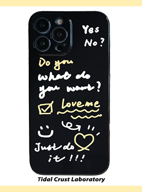 黑色亮面文字个性网红ins全包软手机壳适用苹果15nova10华为p50E/mate40小米13opporeno9vivo荣耀80iPhone14