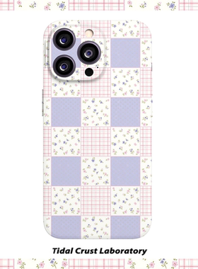 粉紫色棋牌格子清新菲林二合一手机壳适用苹果17nova14华为p70mate60小米15opporen14ovivo荣耀300iPhone16