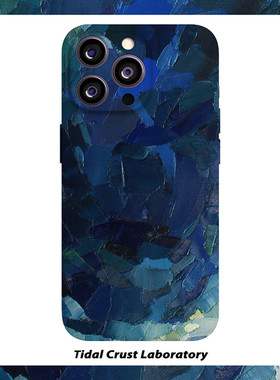 蓝色的蓝油画高级涂鸦菲林二合一手机壳适用苹果17nova14华为p70mate60小米15opporen14ovivo荣耀300iPhone16