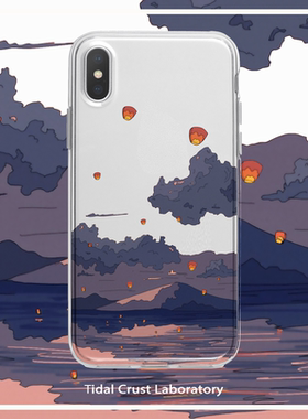 日落山丘油画插画透明手机壳适用苹果15nova10华为p50E/mate40小米13opporeno9vivo荣耀80iPhone14