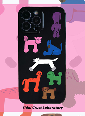 ins潮牌简笔画插画粉色酷女黑色亮面手机壳适用苹果17nova14华为p70/mate70小米15reno14vi30荣耀300iPhone15