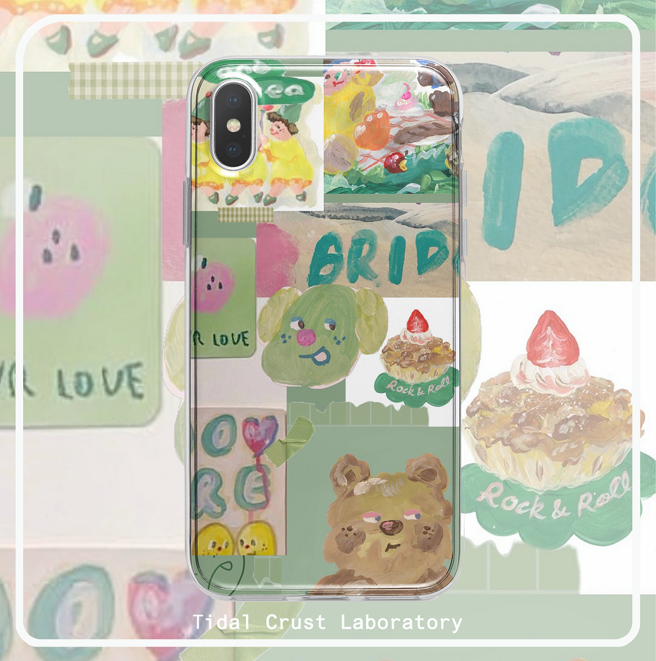 油画插画涂鸦可爱透明手机壳