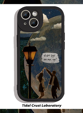 一起在黑夜起舞吧黑色小羊皮手机壳适用苹果15nova10华为p50Emate60pro小米13opporeno9vivo荣耀80iPhone14