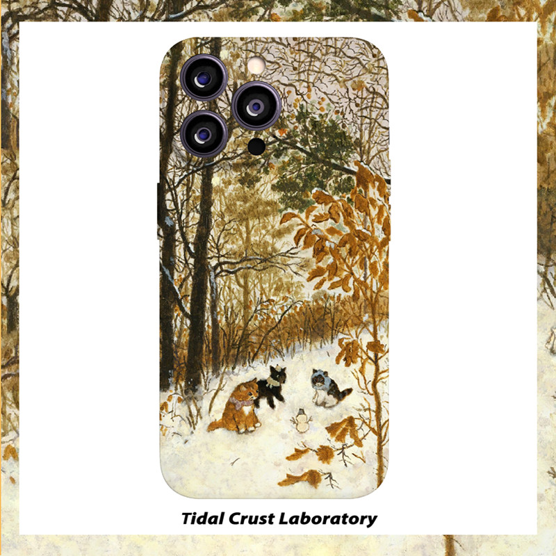 油画风秋天小动物聚会林二合一手机壳适用苹果16nova13华为p70mate60小米15opporen13ovivo荣耀300iPhone15