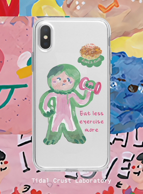 ins可爱举杠铃小人插画手机壳适用于苹果15nova10华为p50E/mate40小米13opporeno9vivo荣耀80iPhone14