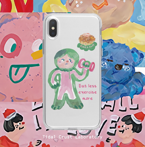 ins可爱举杠铃小人插画手机壳