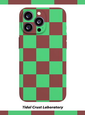 炫酷撞色绿色高级格子菲林二合一手机壳适用苹果17nova14华为p70mate60小米15opporen14ovivo荣耀300iPhone16