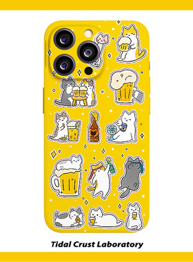 卡通可爱贱贱猫咪黄色菲林二合一手机壳适用苹果17nova14华为p70mate60小米15opporen14ovivo荣耀300iPhone16