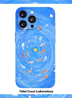 蓝色星星漩涡里的锦鲤菲林二合一手机壳适用苹果17nova14华为p70mate60小米15opporen14ovivo荣耀300iPhone16