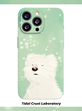 可爱西高地狗绿色卡通菲林二合一手机壳适用苹果17nova14华为p70mate60小米15opporen14ovivo荣耀300iPhone16