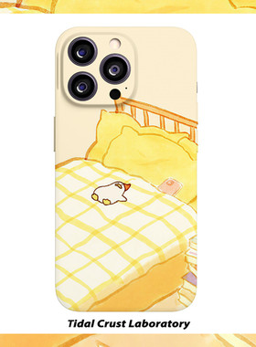 可爱黄色复古睡觉鸭菲林二合一手机壳适用苹果17nova14华为p70mate60小米15opporen14ovivo荣耀300iPhone16