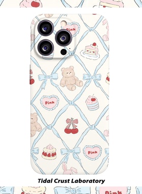 蓝色蝴蝶结可爱小熊菲林二合一手机壳适用苹果17nova14华为p70mate60小米15opporen14ovivo荣耀300iPhone16