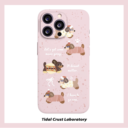 粉色可爱圣诞腊肠狗菲林二合一手机壳适用苹果17nova14华为p70mate60小米15opporen14ovivo荣耀300iPhone16