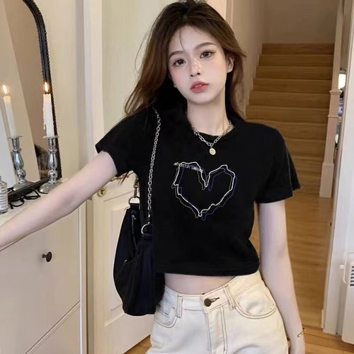 小个子短款上衣女夏季短袖正肩