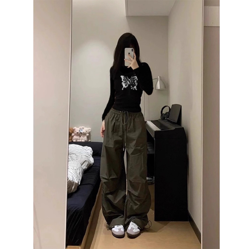 甜辣风蝴蝶印花长袖T恤女上衣潮