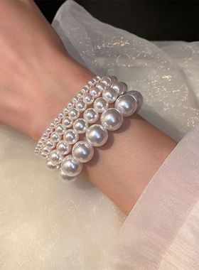 法式复古简约珍珠弹力线手链网红日常百搭气质首饰学生轻时尚手环