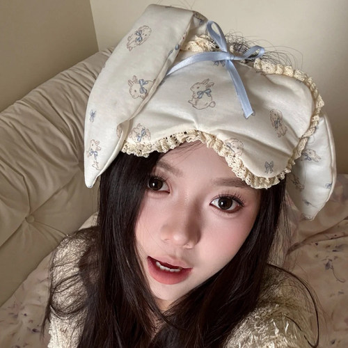 兔子眼罩睡眠遮光甜美可爱少女心卡通发带发箍头箍氛围感甜妹发饰