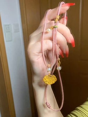 小红书同款少女心喜上眉梢粉色编绳项链手工编织简约百搭闺蜜礼物