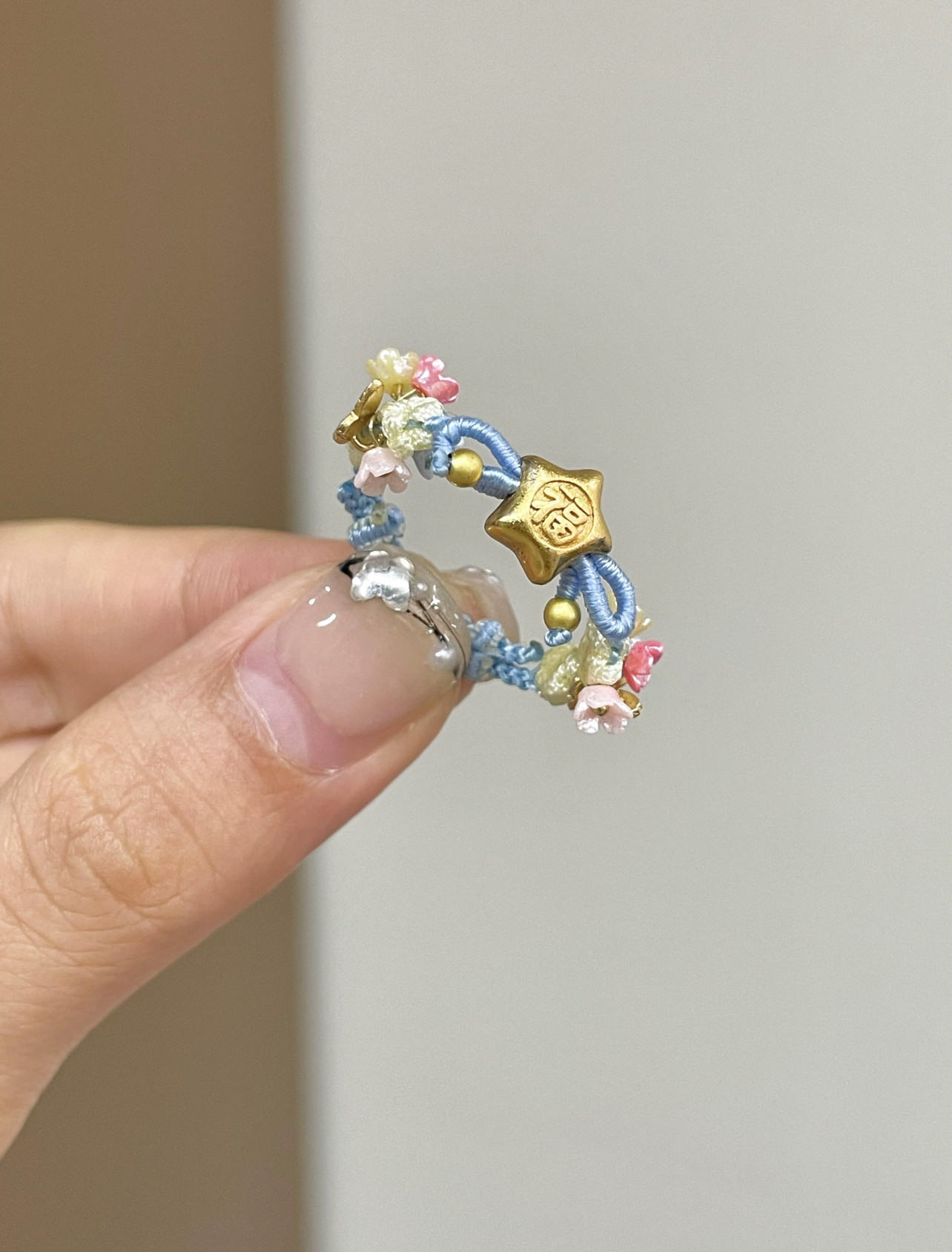 蓝色星河小福星编绳戒指灵动小蝴戒指/指环