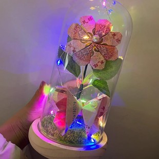 玫瑰花束永生花材料包生日礼物送女朋友男友 七夕情人节diy钱折