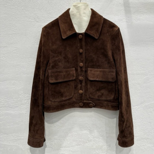 今年流行特惠真皮皮衣HN5258头层山羊反绒翻领欧美简约单排扣舒适