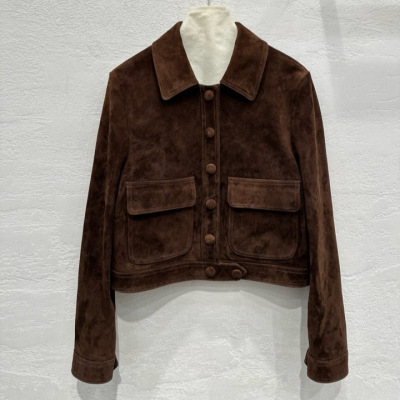 今年流行特惠真皮皮衣HN5258头层山羊反绒翻领欧美简约单排扣舒适