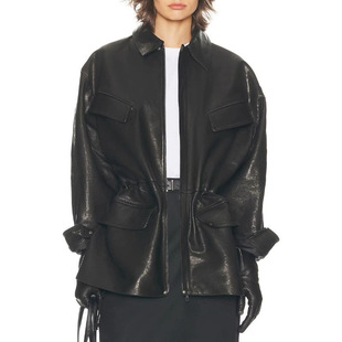 今年流行特惠HN6120真皮皮衣2026新款 欧美风植鞣绵羊皮廓形工装