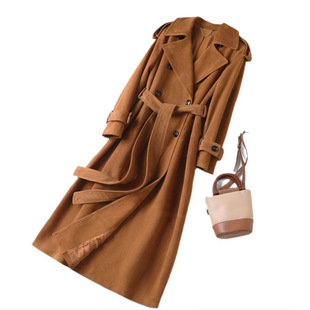 今年流行特惠真皮皮衣HN3249 1英伦欧美风气质百搭羊反绒腰带长款