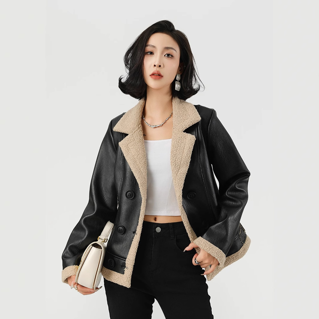 今年流行特惠加绒加厚皮衣外套女2025冬季女士皮夹克PU皮毛一体
