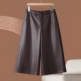 直 宽松休闲裙裤 今年流行特惠海宁绵羊皮裤 女高腰显瘦七分阔腿裤