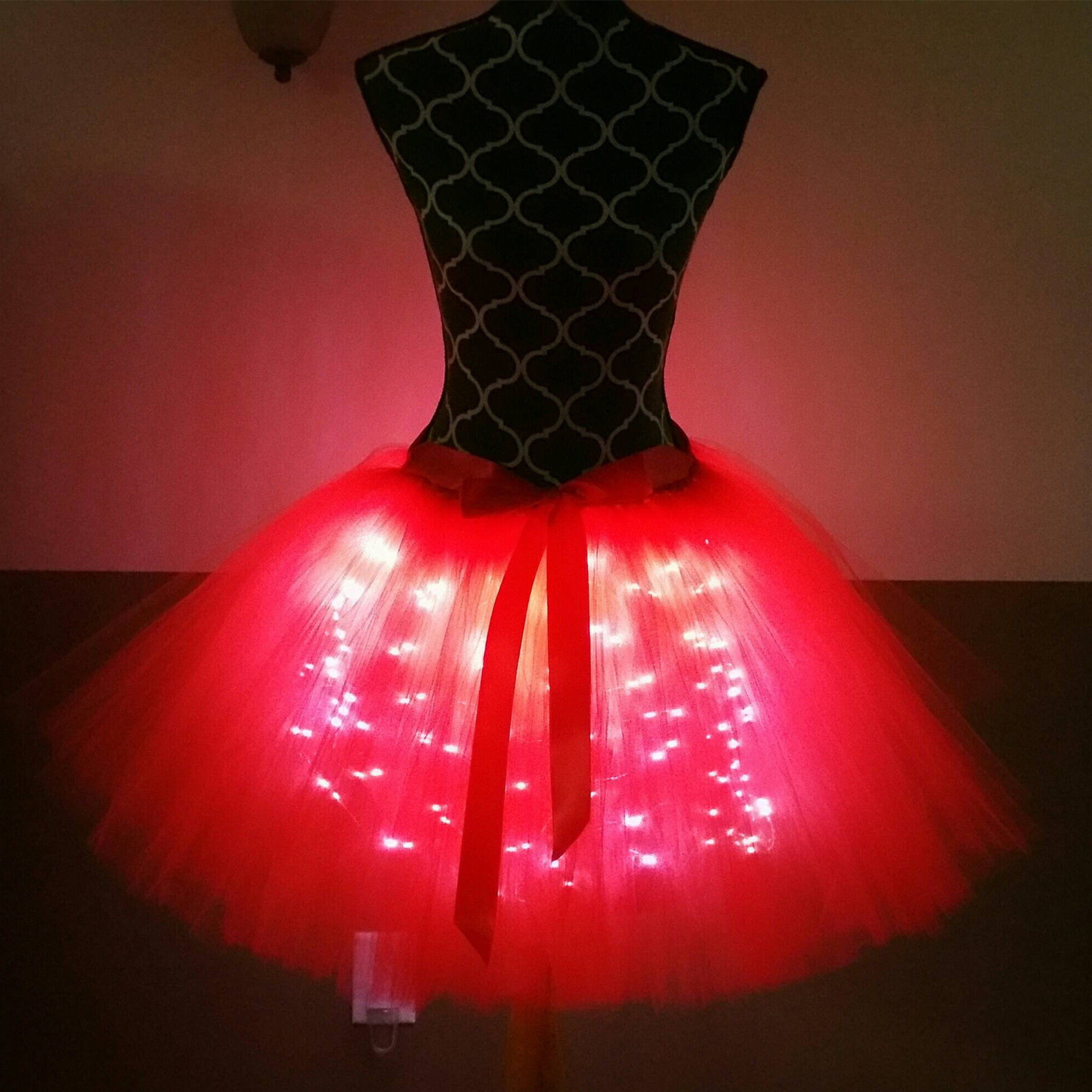 儿童成人亲子母女装圣诞节服装派对电音节发光带灯半身裙tutu长裙